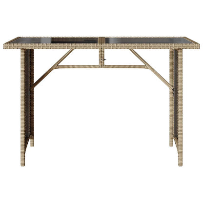 Gartentisch mit Glasplatte Beige 110x68x70 cm Poly Rattan