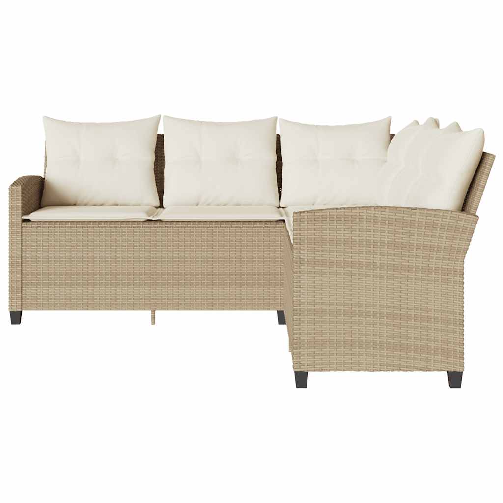 L-förmiges Couchsofa mit Kissen Beige Polyrattan