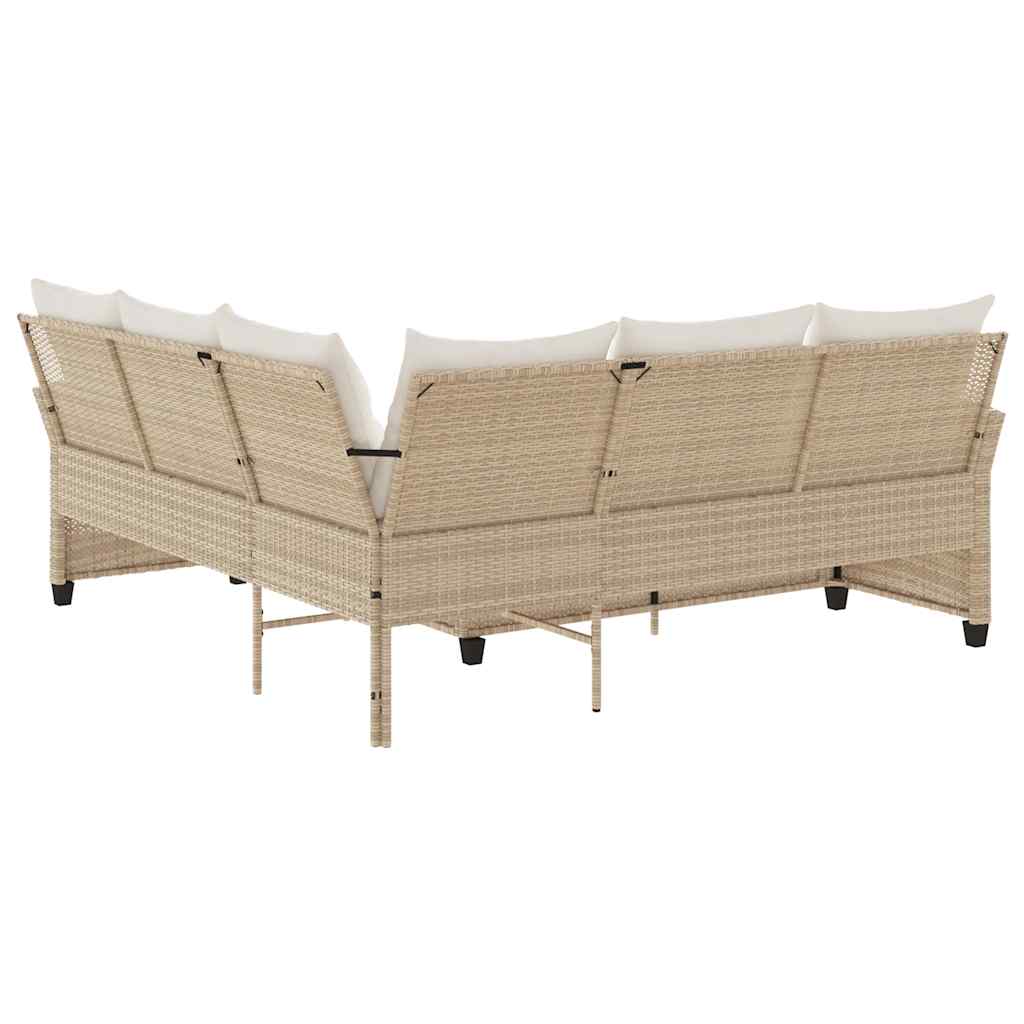 L-förmiges Couchsofa mit Kissen Beige Polyrattan