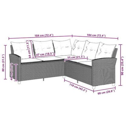 L-förmiges Couchsofa mit Kissen Beige Polyrattan