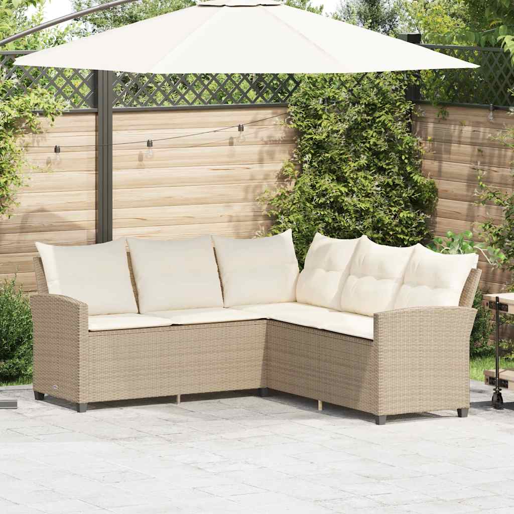 L-förmiges Couchsofa mit Kissen Beige Polyrattan