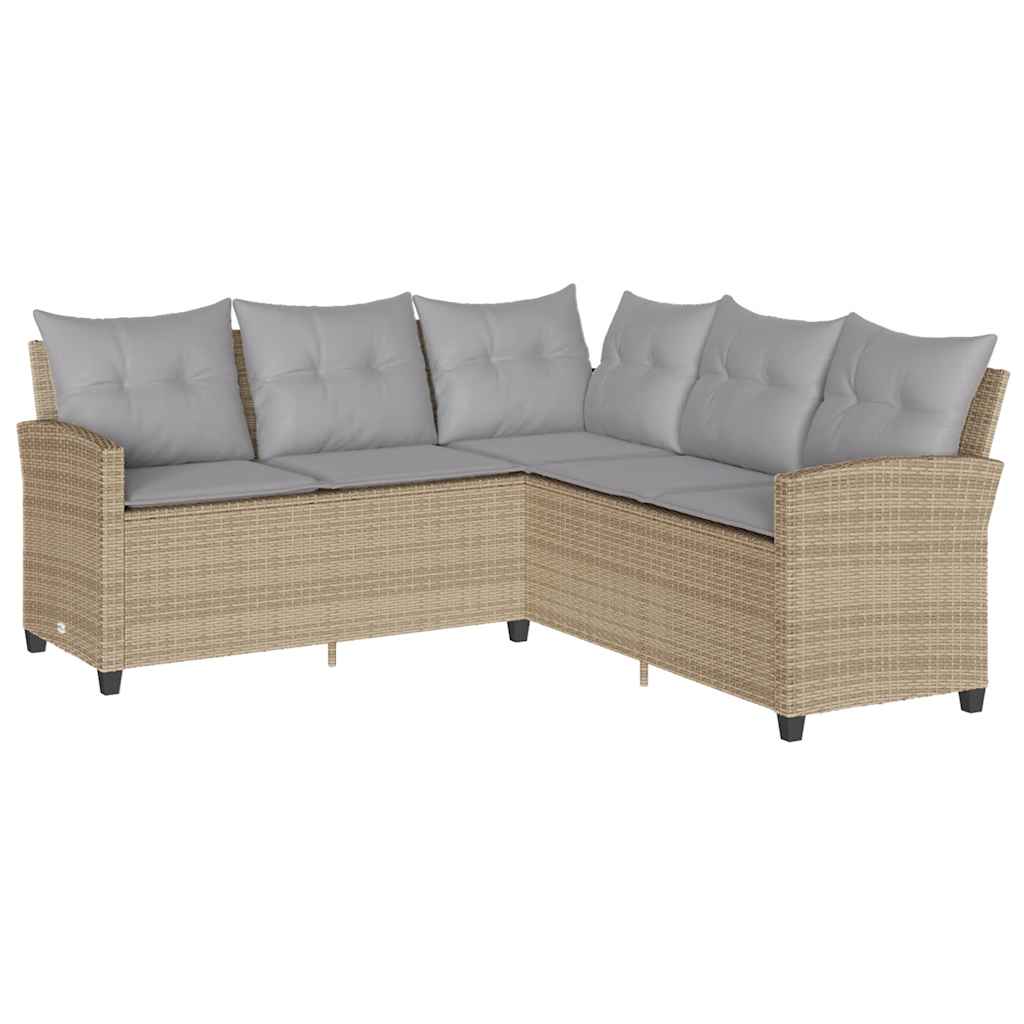L-förmiges Couchsofa mit Kissen Beige Polyrattan