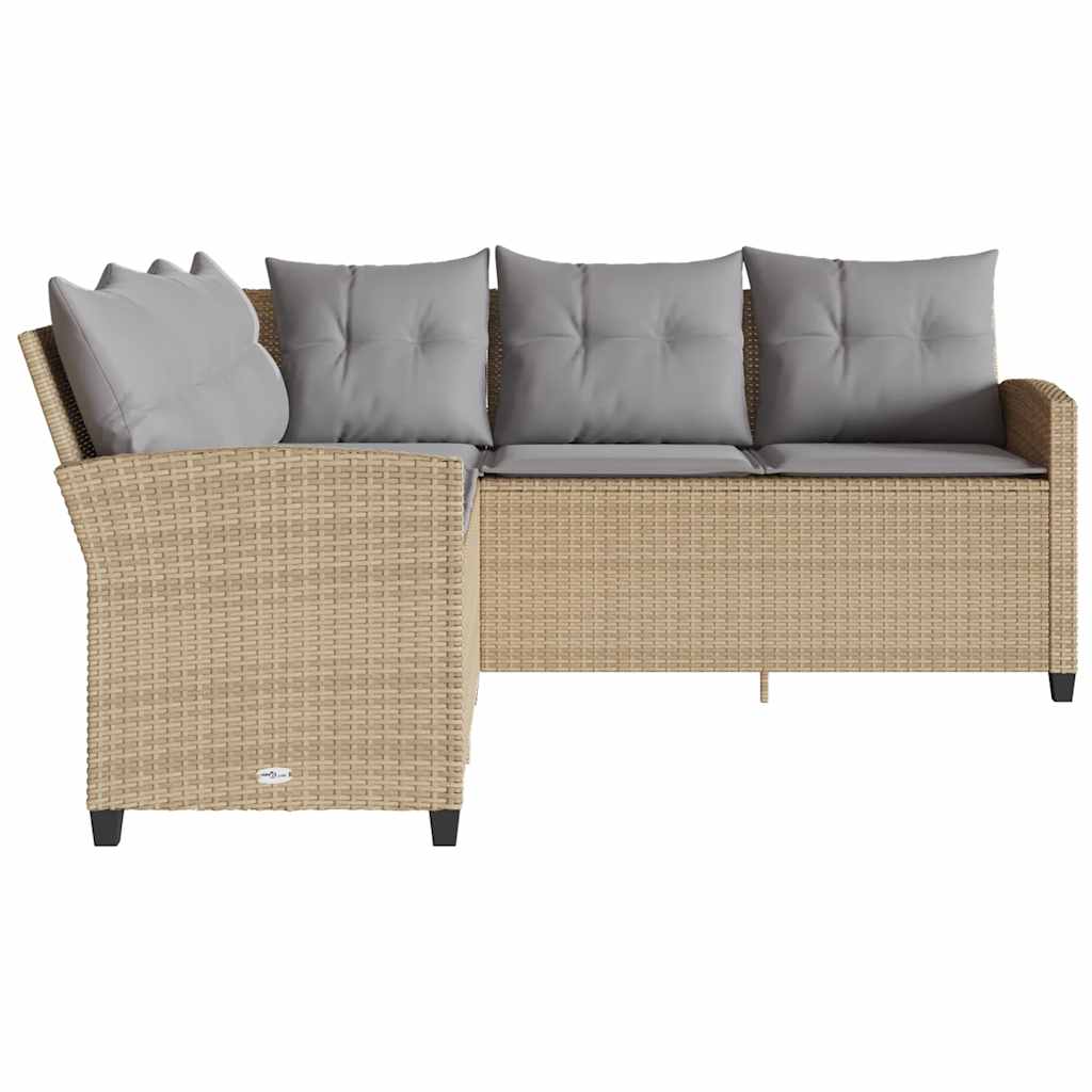 L-förmiges Couchsofa mit Kissen Beige Polyrattan