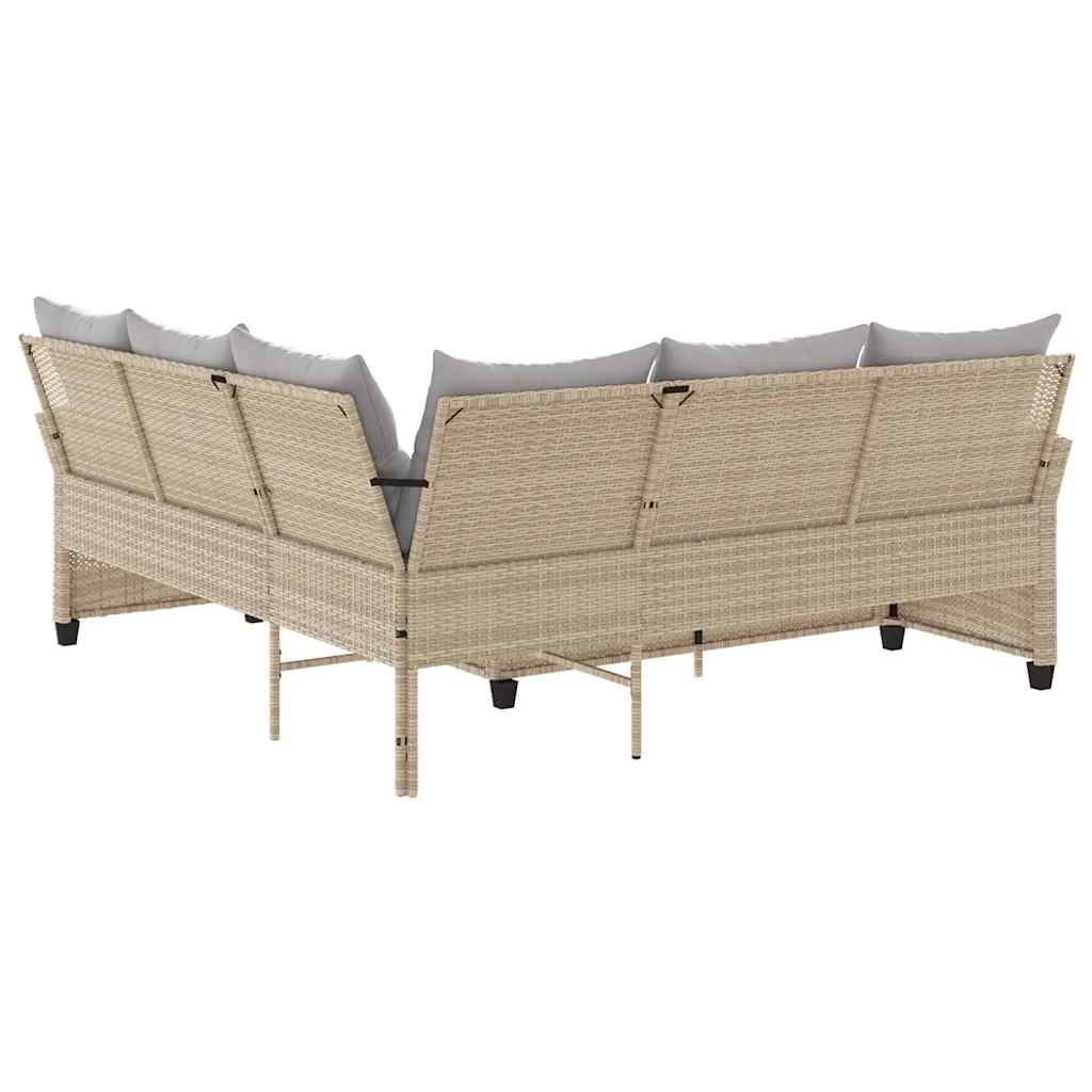 L-förmiges Couchsofa mit Kissen Beige Polyrattan