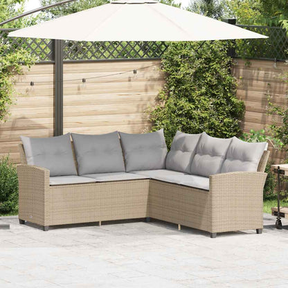 L-förmiges Couchsofa mit Kissen Beige Polyrattan