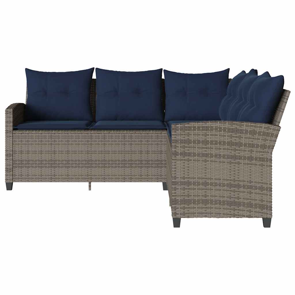 L-förmiges Couchsofa mit Kissen Graues Polyrattan