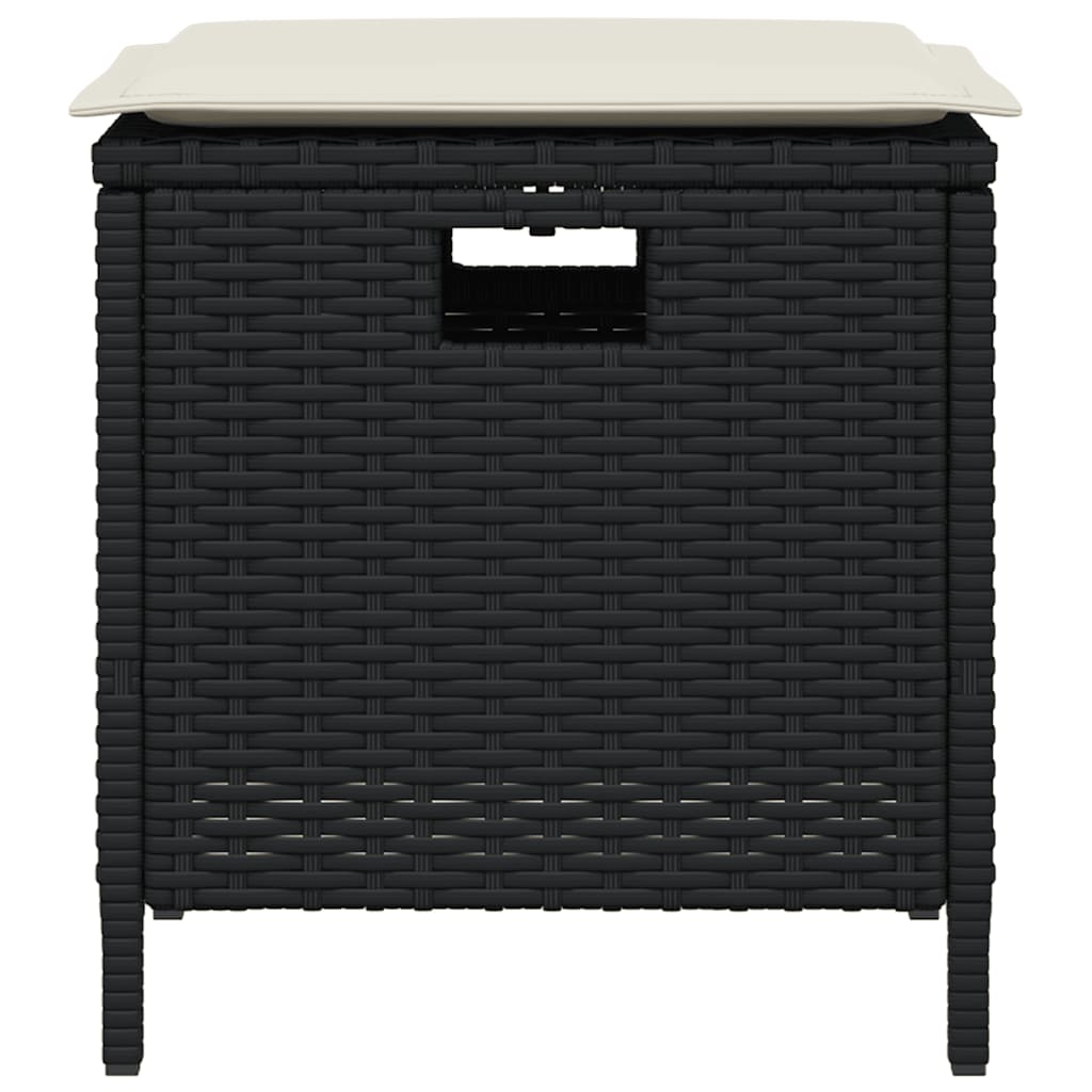 5-tlg. Garten-Essgruppe mit Kissen Schwarz Poly Rattan