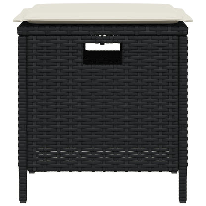 5-tlg. Garten-Essgruppe mit Kissen Schwarz Poly Rattan