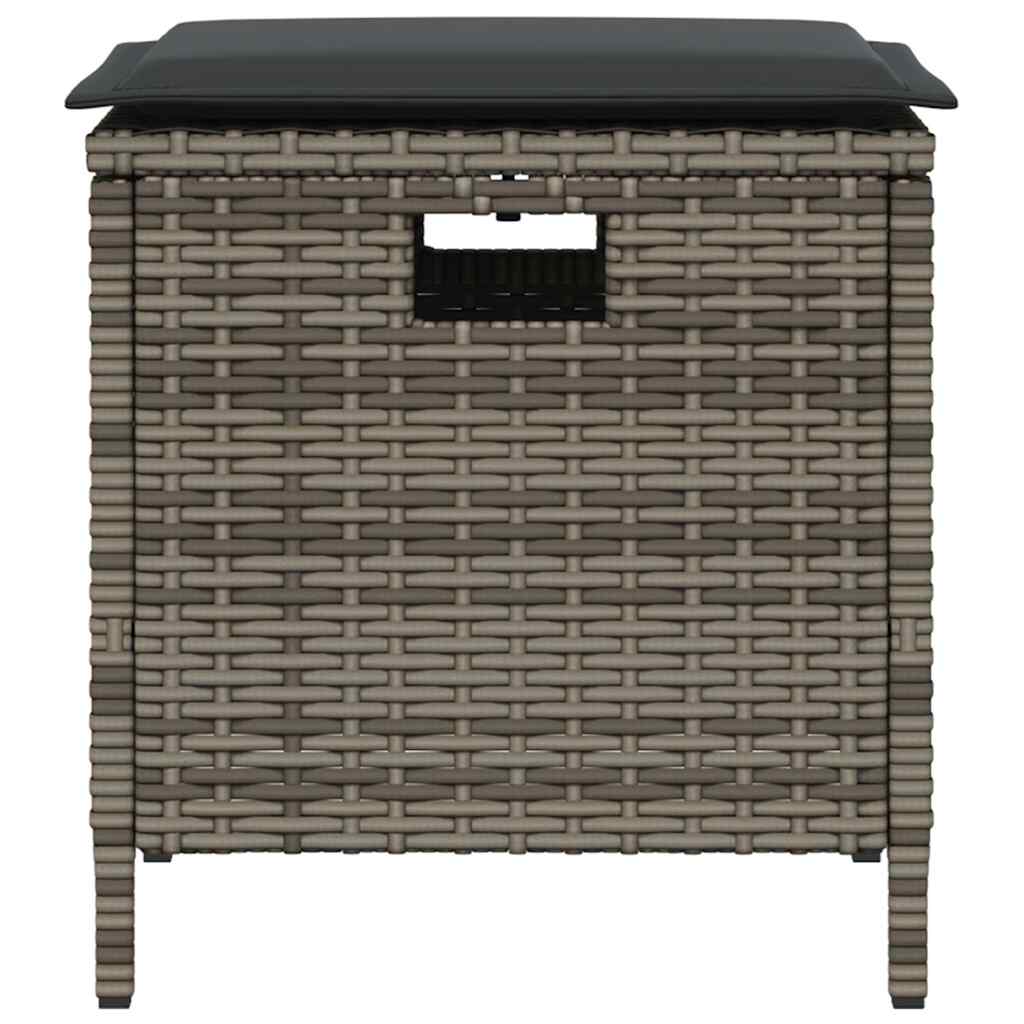 5-tlg. Garten-Essgruppe mit Kissen Grau Poly Rattan