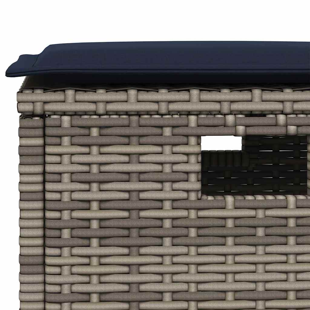 5-tlg. Garten-Essgruppe mit Kissen Grau Poly Rattan