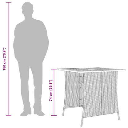 5-tlg. Garten-Essgruppe mit Kissen Grau Poly Rattan