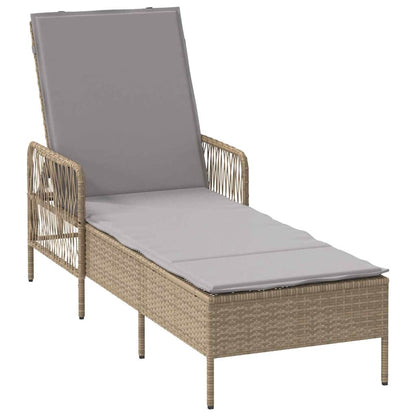 Sonnenliege Beige und Hellgrau 200 x 55 x 92 cm Poly-Rattan