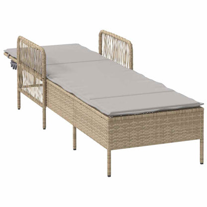 Sonnenliege Beige und Hellgrau 200 x 55 x 92 cm Poly-Rattan
