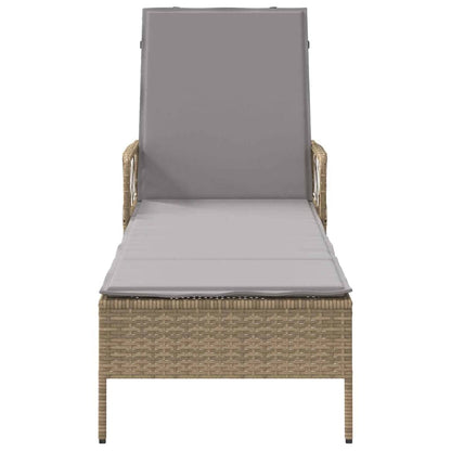 Sonnenliege Beige und Hellgrau 200 x 55 x 92 cm Poly-Rattan