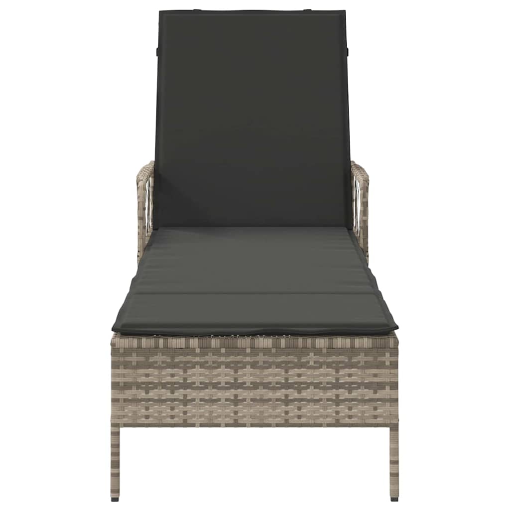 Sonnenliege mit Kissen Hellgrau 157 x 55 x 92cm Poly-Rattan