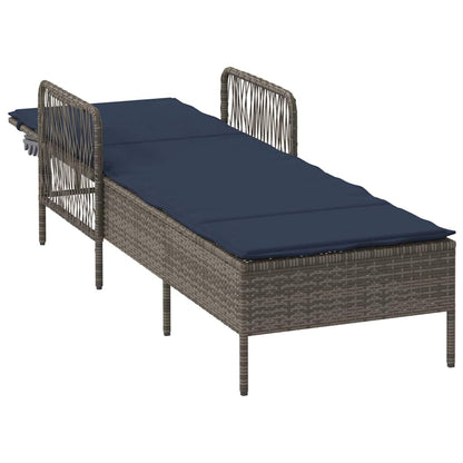 Sonnenliege Grau und Marineblau 200 x 55 x 92 cm Poly-Rattan