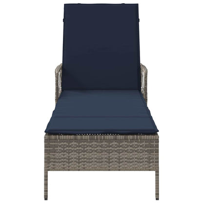 Sonnenliege Grau und Marineblau 200 x 55 x 92 cm Poly-Rattan