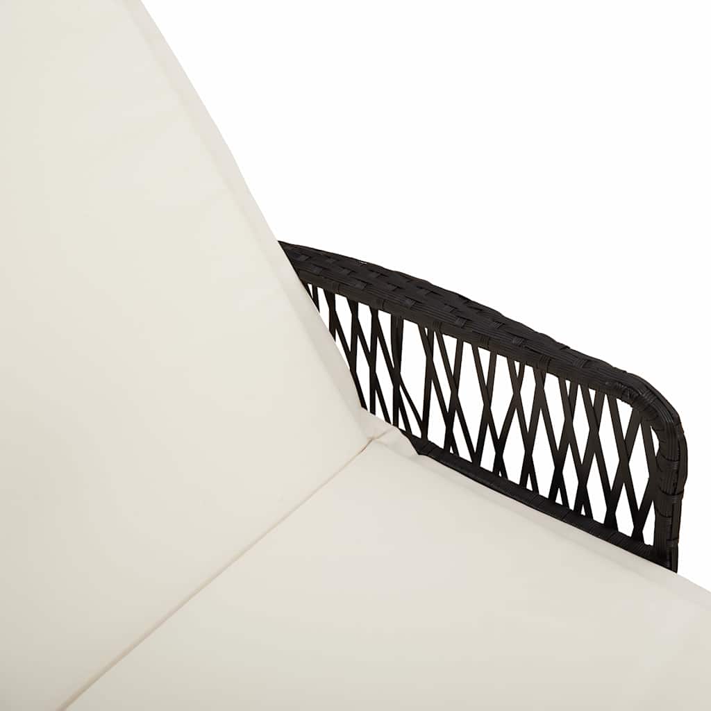 Sonnenliege 3 stk. Poly-Rattan Schwarz und Cremeweiß