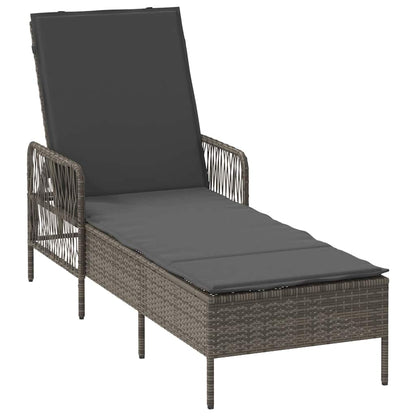 Sonnenliege 3 stk. Poly-Rattan Grau und Dunkelgrau