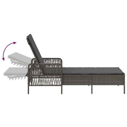 Sonnenliege 3 stk. Poly-Rattan Grau und Dunkelgrau