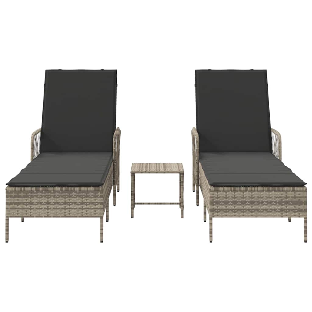 Sonnenliege 2-Person 2 pcs Hellgrau 35 x 35 x 32cm Poly-Rattan