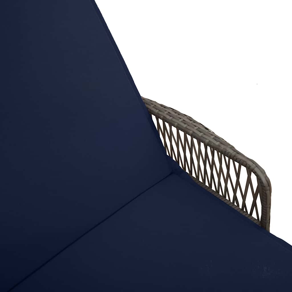 Sonnenliege 3 stk. Poly-Rattan Grau und Marineblau