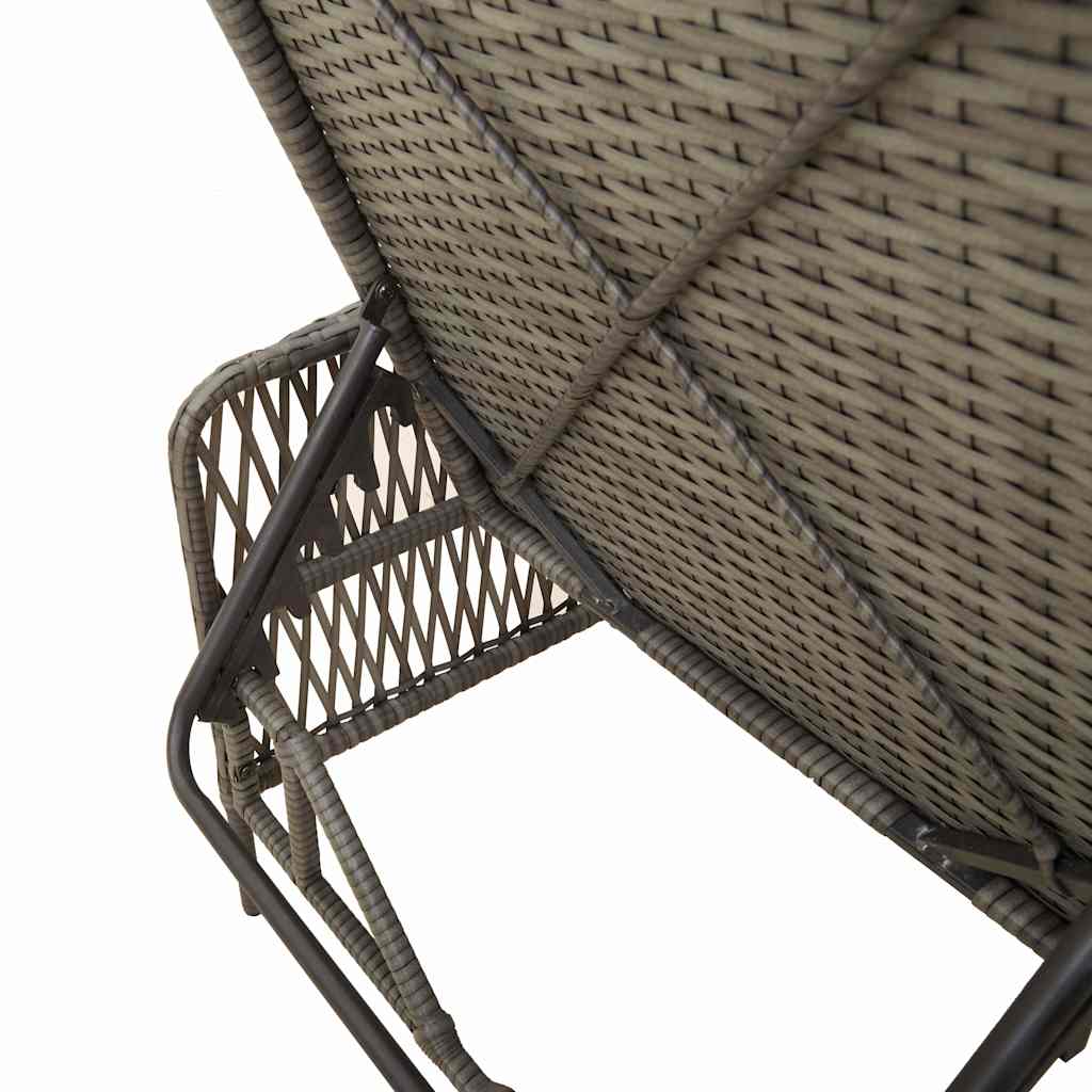 Sonnenliege 3 stk. Poly-Rattan Grau und Marineblau