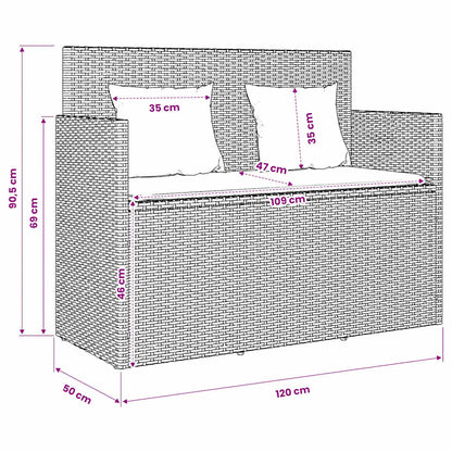 Gartenbank mit Kissen Grau Poly Rattan