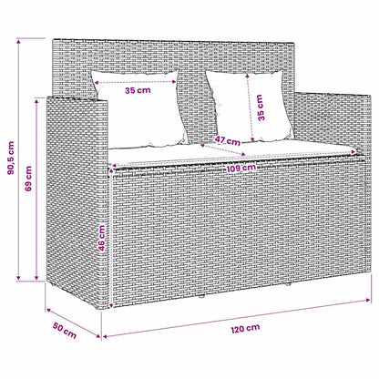 Gartenbank mit Kissen Beige Poly Rattan