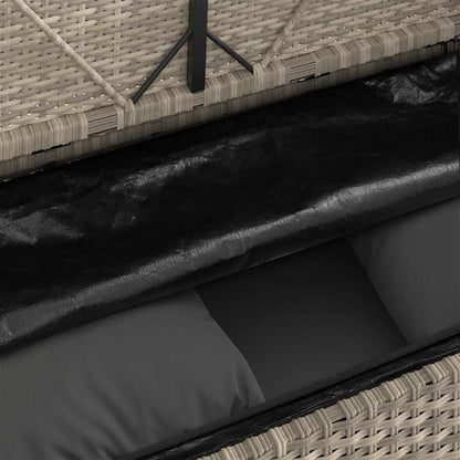Gartenbank mit Kissen Hellgrau Poly Rattan