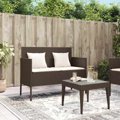 Gartenbank mit Kissen Braun Poly Rattan