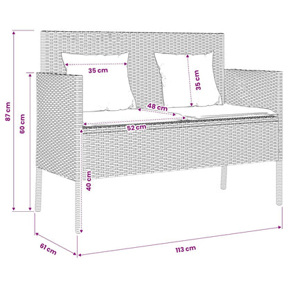 Gartenbank mit Kissen Beige Poly Rattan