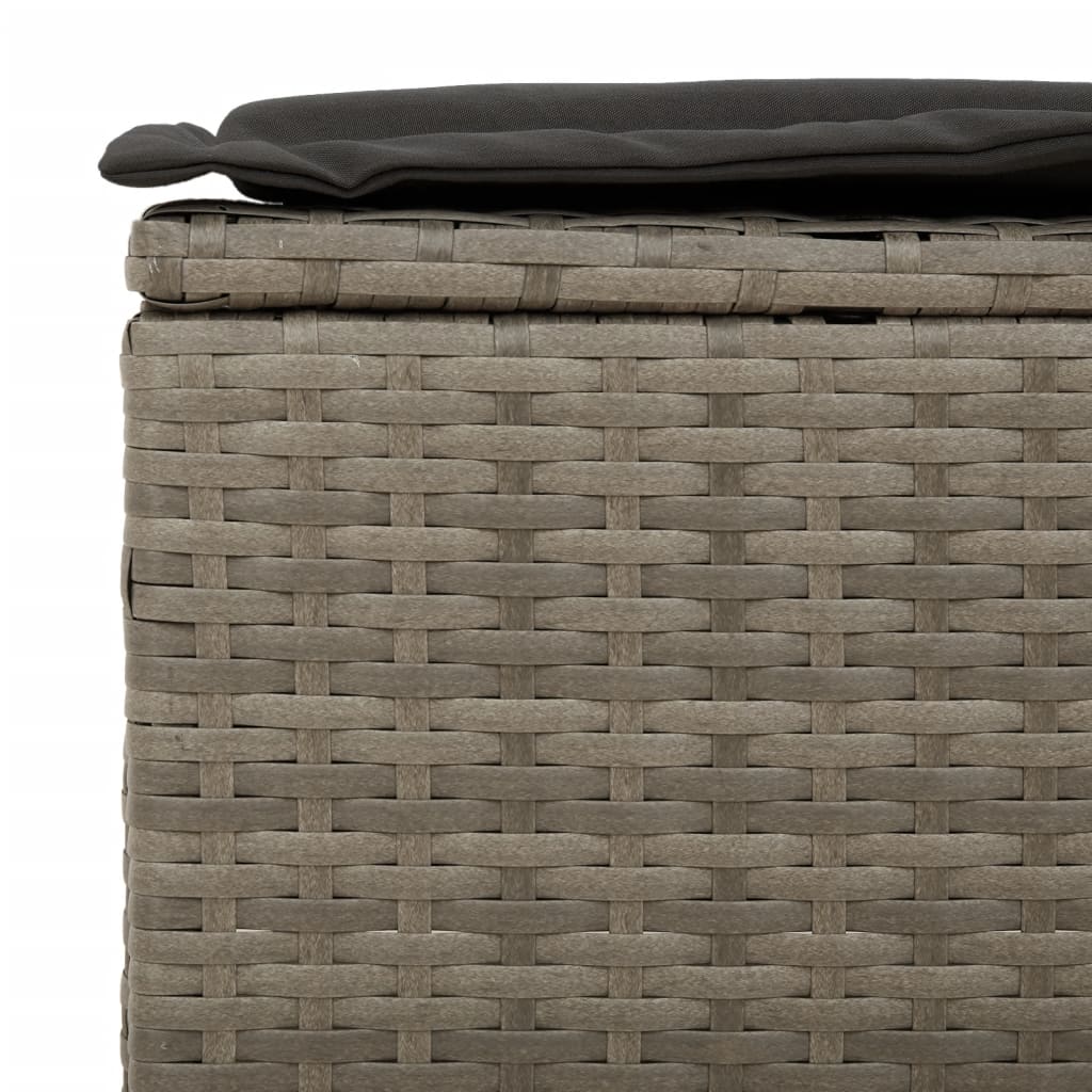 Gartensofa mit Kissen 3-Sitzer Grau Poly Rattan