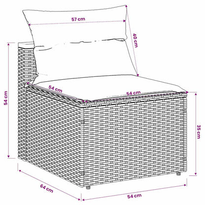 Gartensofas ohne Armlehnen mit Kissen 2 Stk Schwarz Poly Rattan