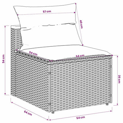 Gartensofas ohne Armlehnen mit Kissen 2 Stk. Grau Poly Rattan