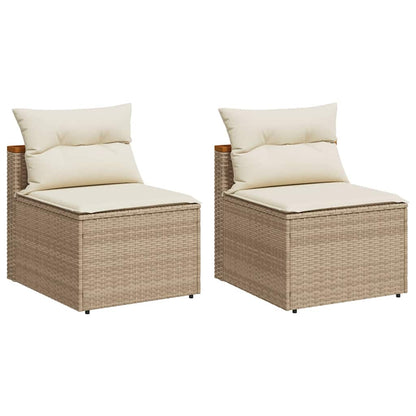 Gartensofas ohne Armlehnen mit Kissen 2 Stk. Beige Poly Rattan