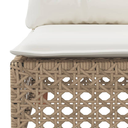 Gartensofa mit Kissen 3-Sitzer Beige Poly Rattan