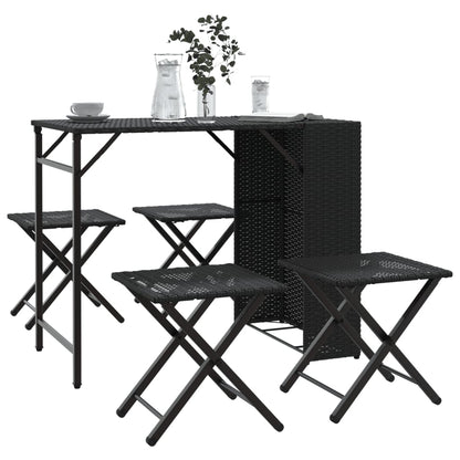 5-tlg. Garten-Camping-Set Faltbar Schwarz Poly Rattan