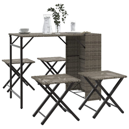5-tlg. Garten-Camping-Set Klappbar Grau Poly Rattan