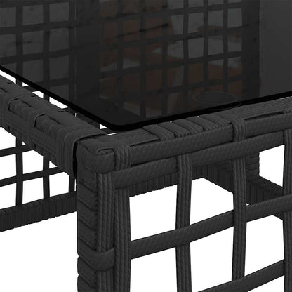 3-tlg. Garten-Ecksofa-Set mit Kissen Schwarz Poly Rattan