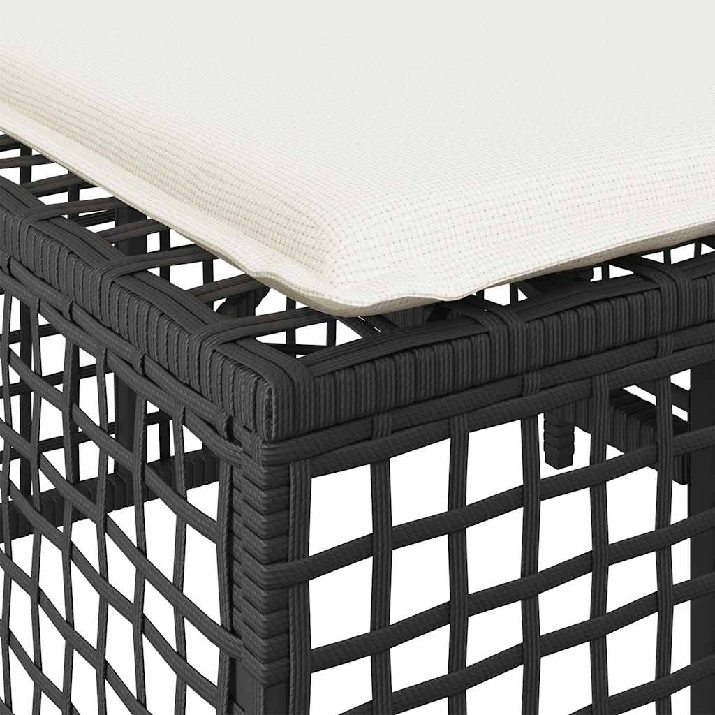 3-tlg. Garten-Ecksofa-Set mit Kissen Schwarz Poly Rattan