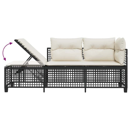 3-tlg. Garten-Ecksofa-Set mit Kissen Schwarz Poly Rattan