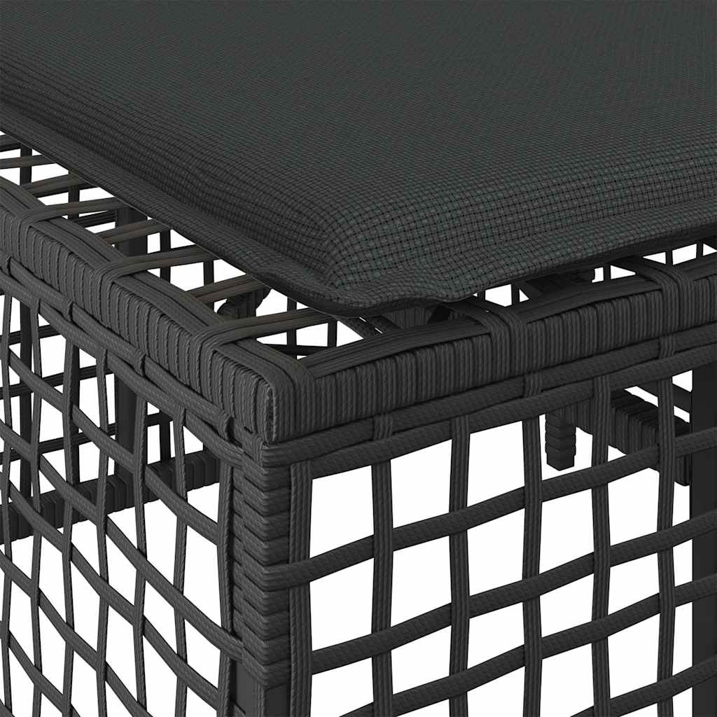3-tlg. Garten-Ecksofa-Set mit Kissen Schwarz Poly Rattan
