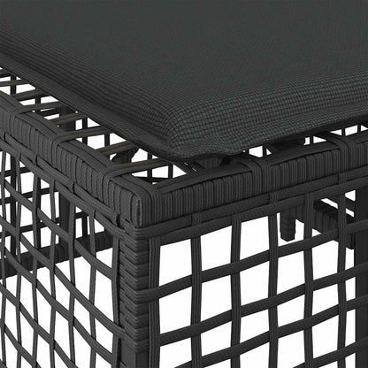 3-tlg. Garten-Ecksofa-Set mit Kissen Schwarz Poly Rattan
