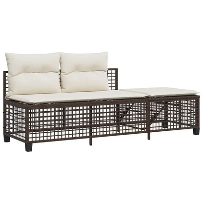 3-tlg. Garten-Ecksofa-Set mit Kissen Braun Poly Rattan
