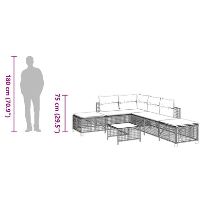 3-tlg. Garten-Ecksofa-Set mit Kissen Grau Poly Rattan