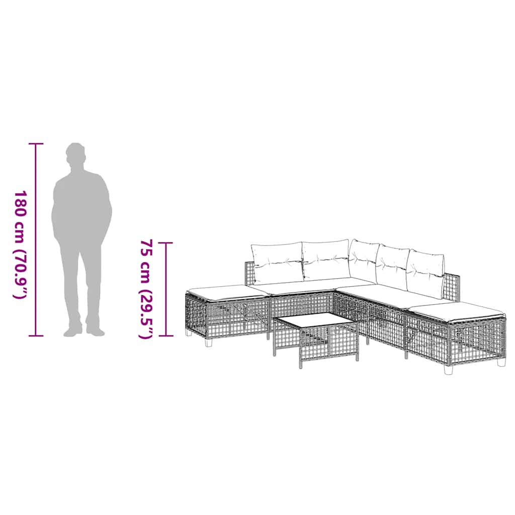 3-tlg. Garten-Ecksofa-Set mit Kissen Beige Poly Rattan