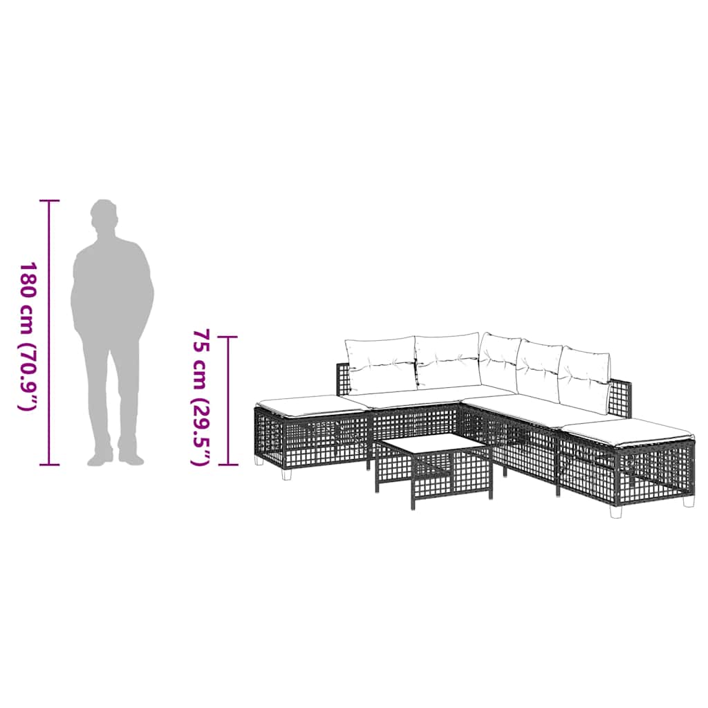 3-tlg. Garten-Ecksofa-Set mit Kissen Hellgrau Poly Rattan