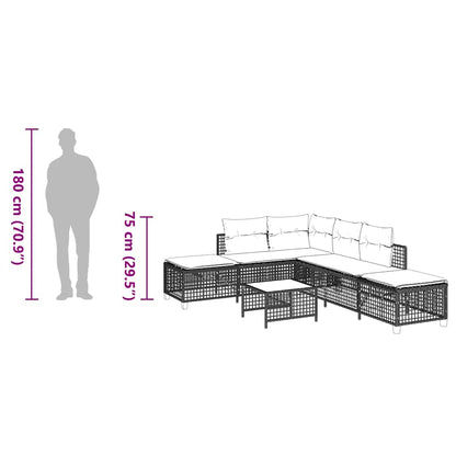 3-tlg. Garten-Ecksofa-Set mit Kissen Hellgrau Poly Rattan