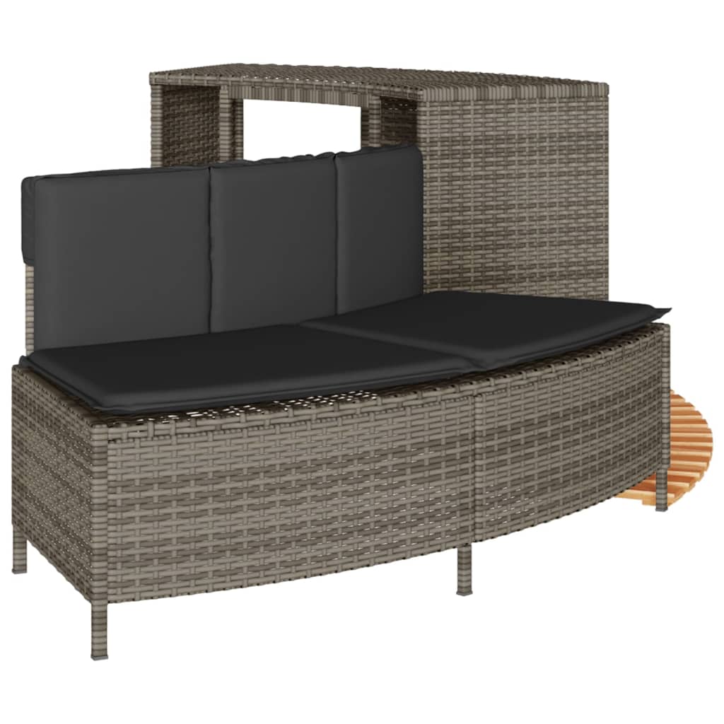Whirlpool-Umrandung Grau Poly Rattan und Massivholz Akazie